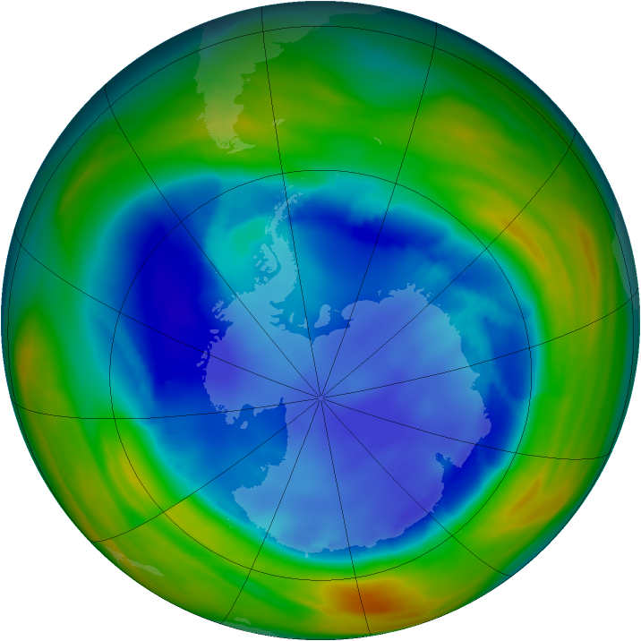 Antarctic ozone map for 17 August 2005